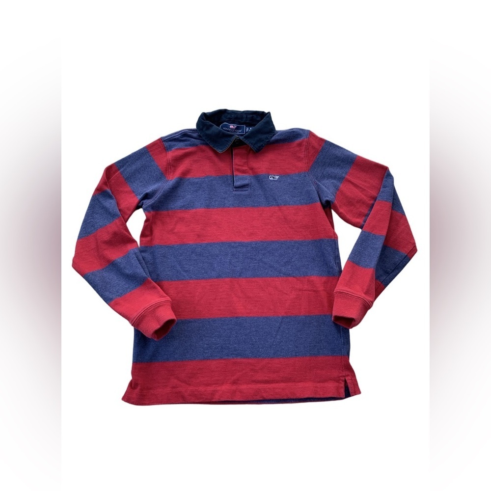 Vineyard Vines Size Small, 8-10, Navy and Red Striped Collared Polo Rugby Shirt